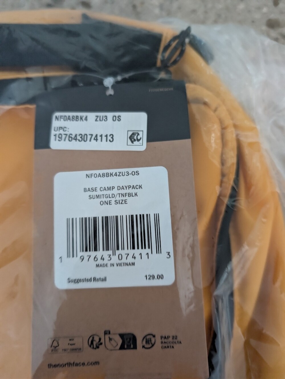 The North Face Yellow and Black Logo Backpack - Picture 2 of 9